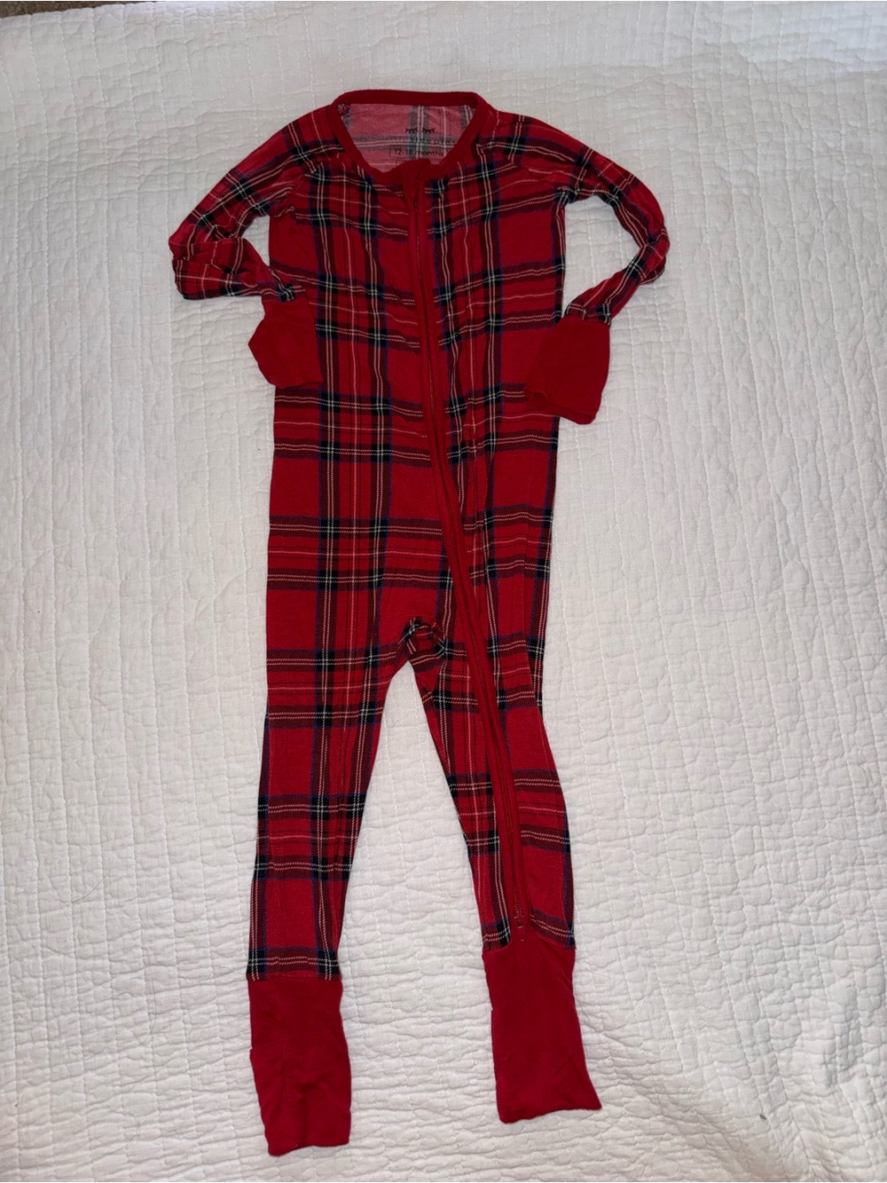 Little Sleepies Red Plaid Footed One-Piece Pajamas